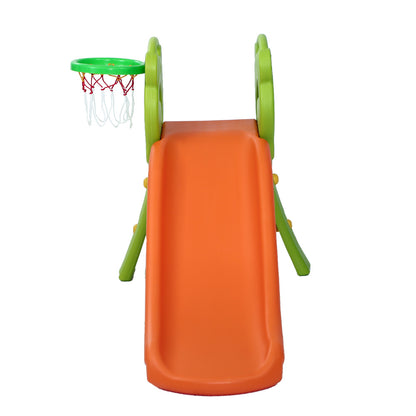 Keezi Kids Slide Set – 100cm Orange Playground with Basketball Hoop for Indoor & Outdoor Use