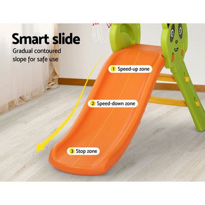 Keezi Kids Slide Set – 100cm Orange Playground with Basketball Hoop for Indoor & Outdoor Use