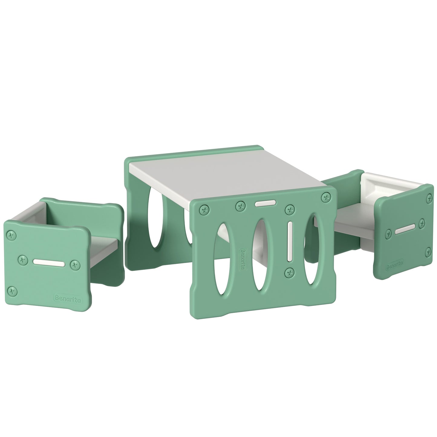 Keezi 3PCS Kids Table & Chairs Set – Durable HDPE Plastic for Study & Play