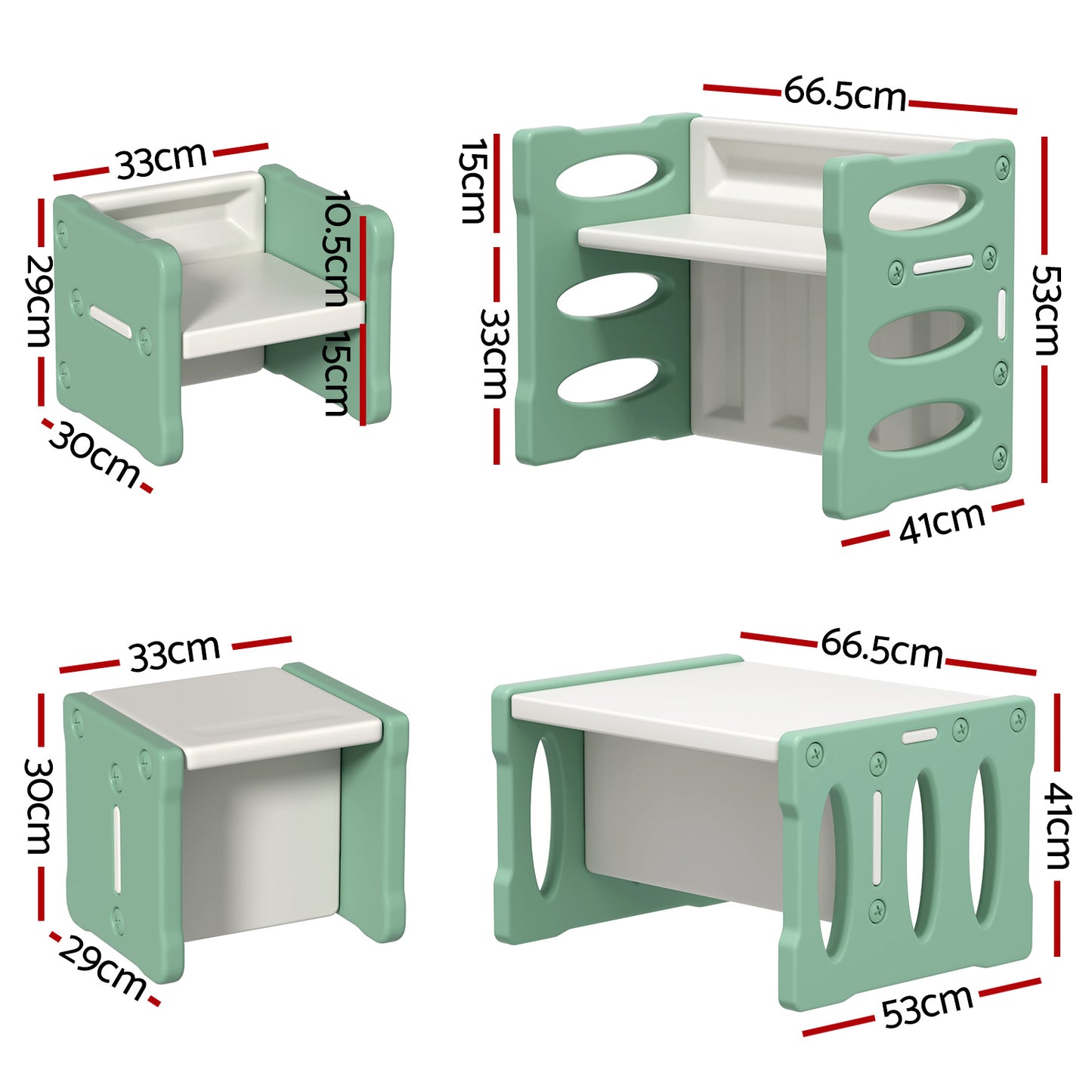 Keezi 3PCS Kids Table & Chairs Set – Durable HDPE Plastic for Study & Play