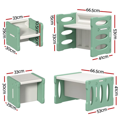 Keezi 3PCS Kids Table & Chairs Set – Durable HDPE Plastic for Study & Play