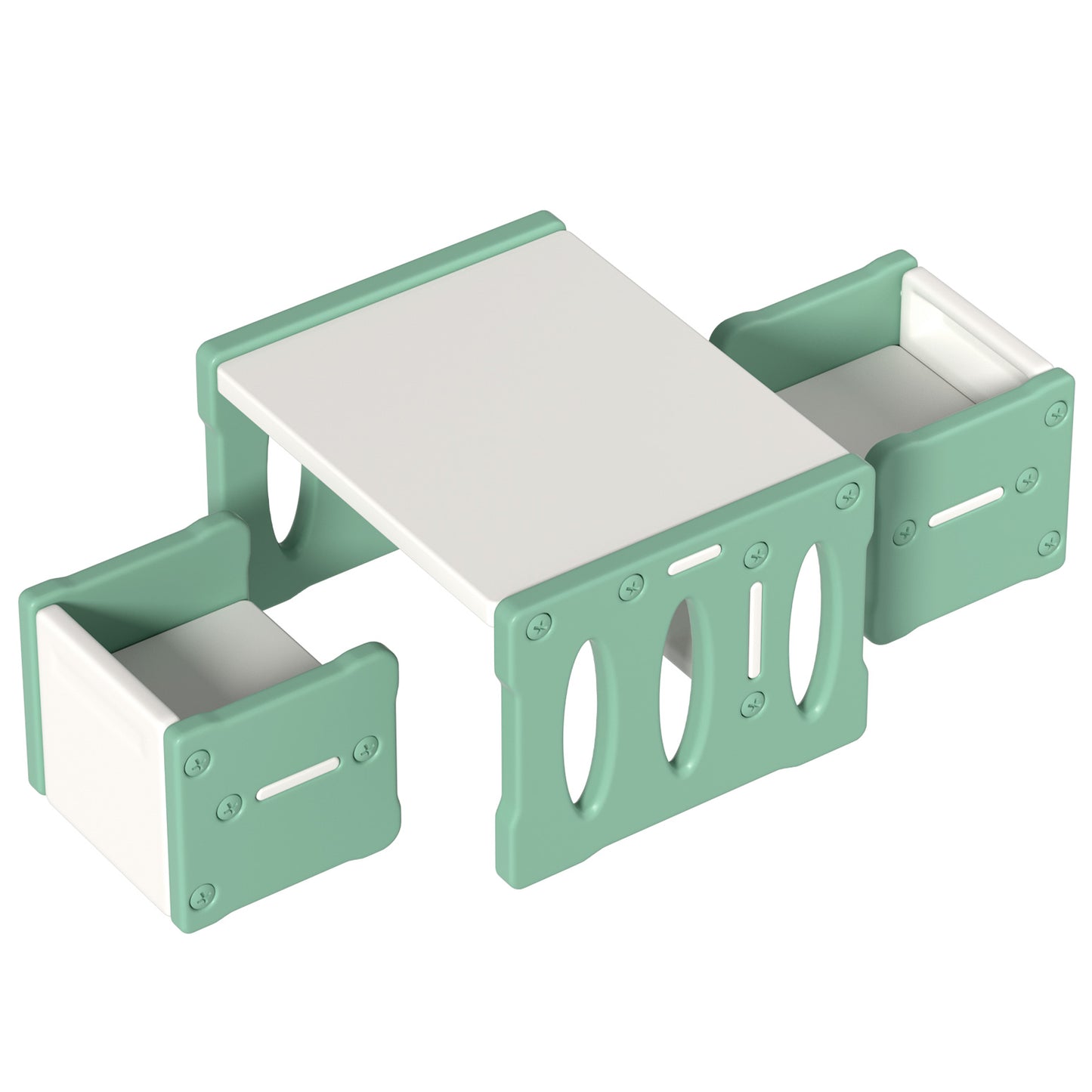 Keezi 3PCS Kids Table & Chairs Set – Durable HDPE Plastic for Study & Play
