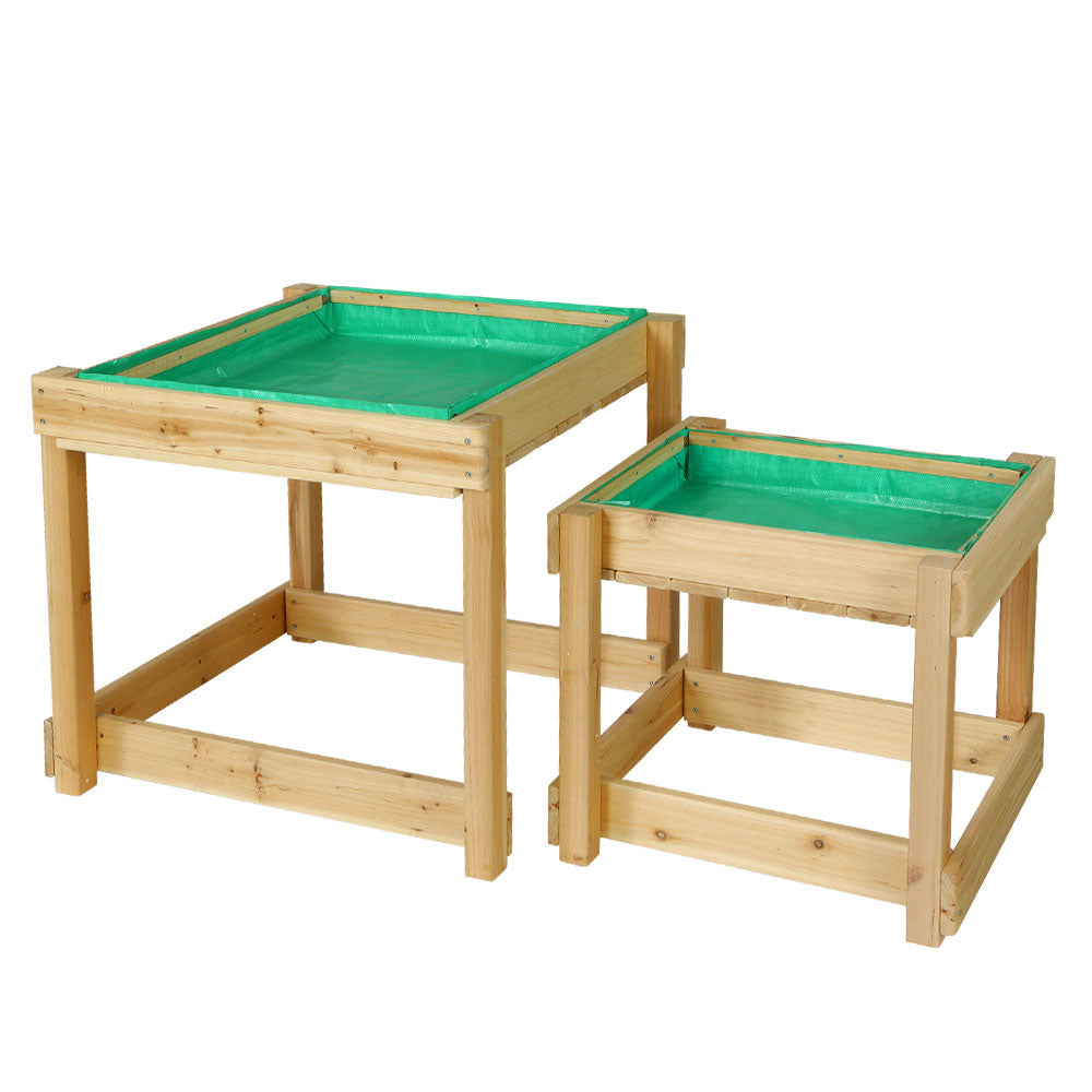Keezi 101cm Wooden Kids Sandpit – Outdoor Sandbox with Water Table Play Station