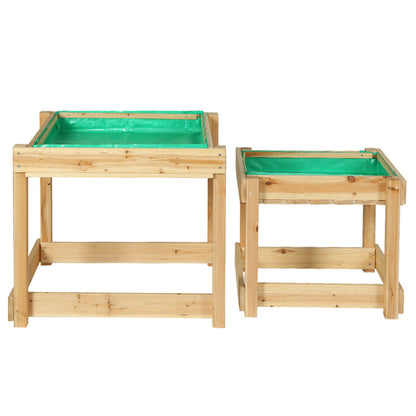 Keezi 101cm Wooden Kids Sandpit – Outdoor Sandbox with Water Table Play Station