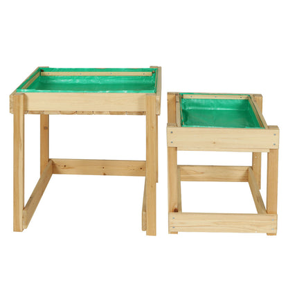 Keezi 101cm Wooden Kids Sandpit – Outdoor Sandbox with Water Table Play Station