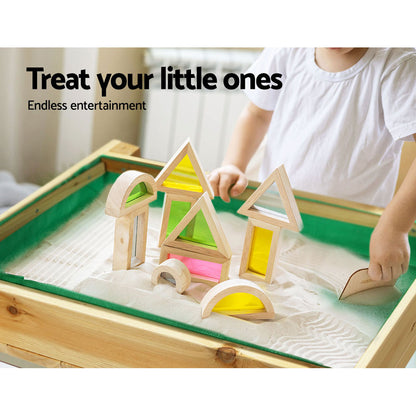 Keezi 101cm Wooden Kids Sandpit – Outdoor Sandbox with Water Table Play Station