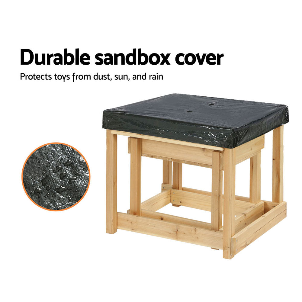 Keezi 101cm Wooden Kids Sandpit – Outdoor Sandbox with Water Table Play Station
