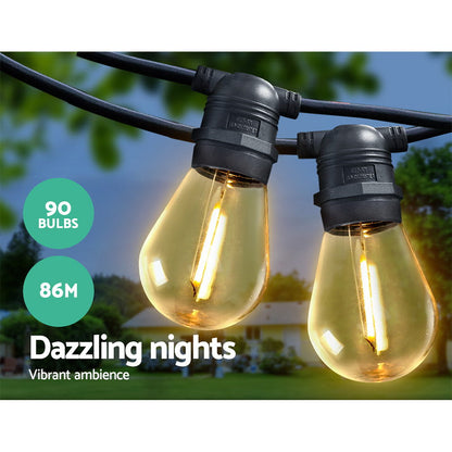 Jingle Jollys 86m LED Festoon String Lights – Outdoor Lighting for Christmas & Events