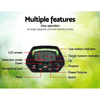 High-Sensitivity Metal Detector – 220mm Waterproof Pinpointer with Shovel for Treasure Hunting