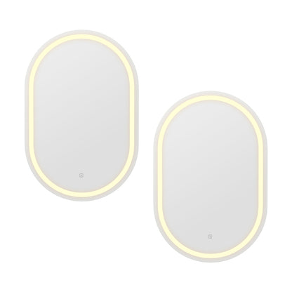 Embellir 2 LED Wall Mirror With Light 50X75CM Bathroom Decor Oval Mirrors Vanity