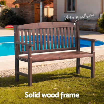 Gardeon Wooden Garden Bench – 2-Seater Outdoor Patio Lounge Chair (Brown)