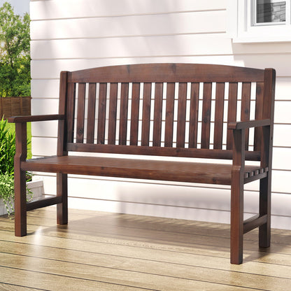 Gardeon Wooden Garden Bench – 2-Seater Outdoor Patio Lounge Chair (Brown)