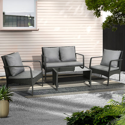 Gardeon Outdoor Sofa Lounge Set – Wicker Table & Chairs Garden Patio Furniture