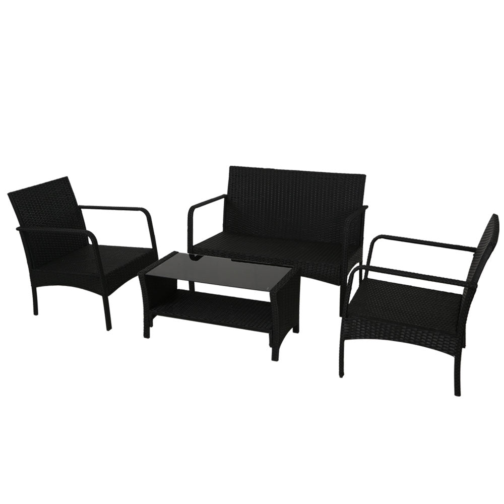 Gardeon Outdoor Sofa Lounge Set – Wicker Table & Chairs Garden Patio Furniture