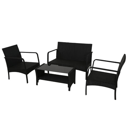 Gardeon Outdoor Sofa Lounge Set – Wicker Table & Chairs Garden Patio Furniture