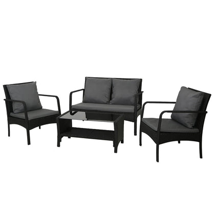 Gardeon Outdoor Sofa Lounge Set – Wicker Table & Chairs Garden Patio Furniture