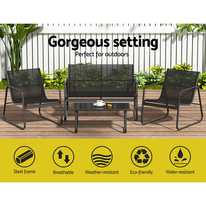 Gardeon  Outdoor Sofa Set – Garden Lounge with Textilene Table & Chairs