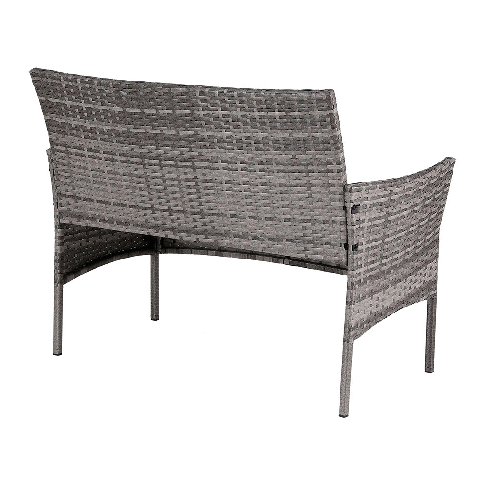 Gardeon 4-Seater Outdoor Sofa Set – Grey Wicker Lounge with Table & Chairs