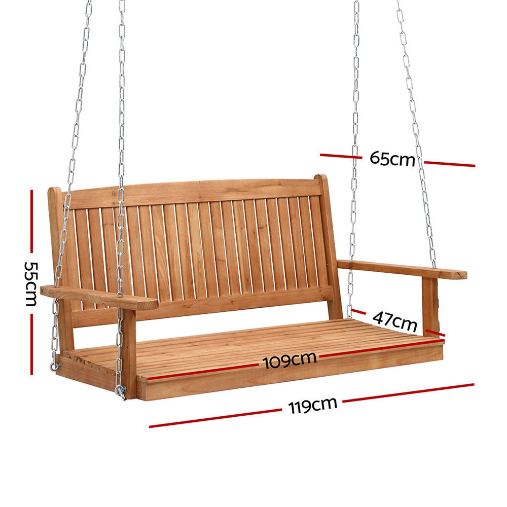 Gardeon 2 Seater Porch Swing Chair – Wooden Bench with Chain for Outdoor Patio