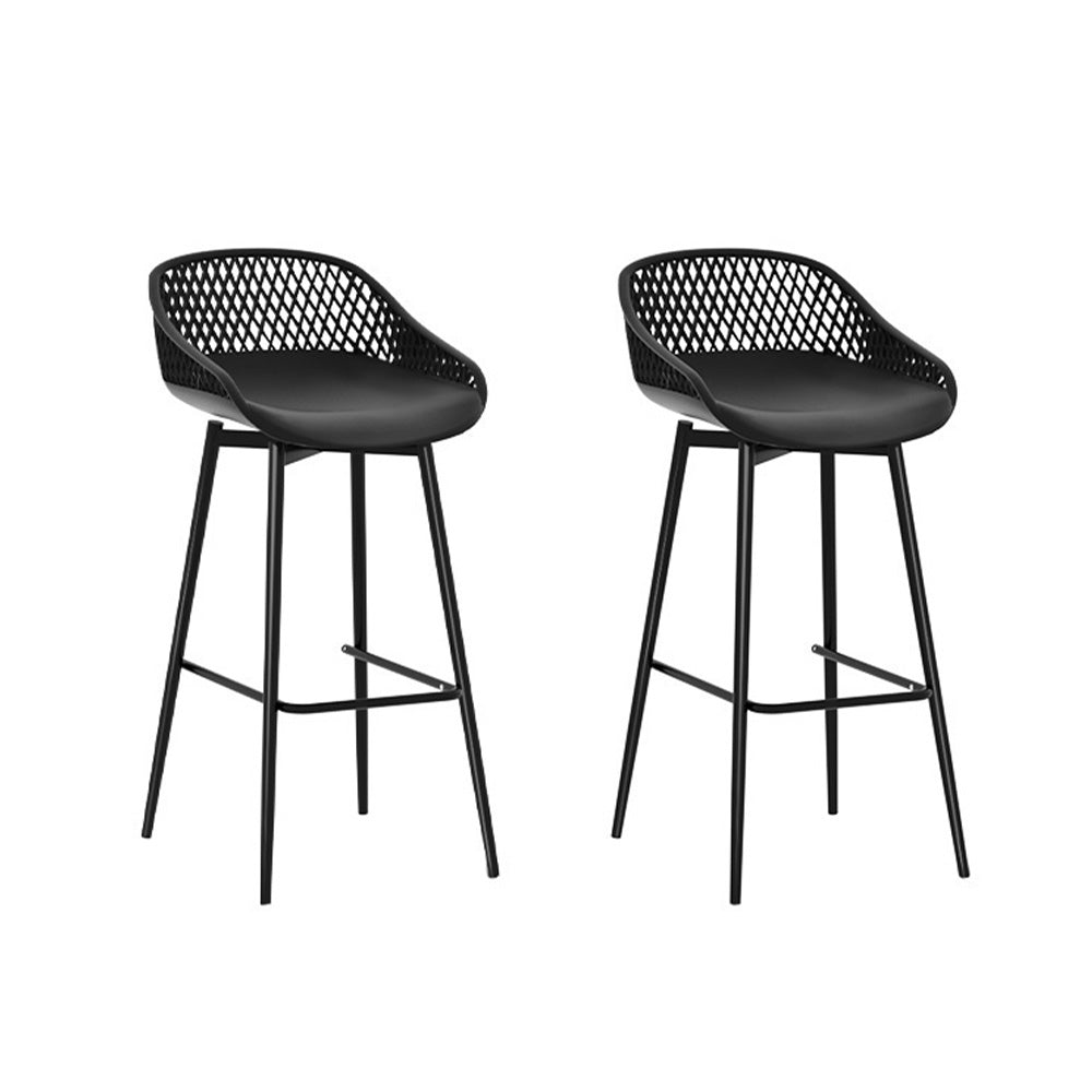 Gardeon 2x Outdoor Bar Stools – Black Plastic Patio High Chairs