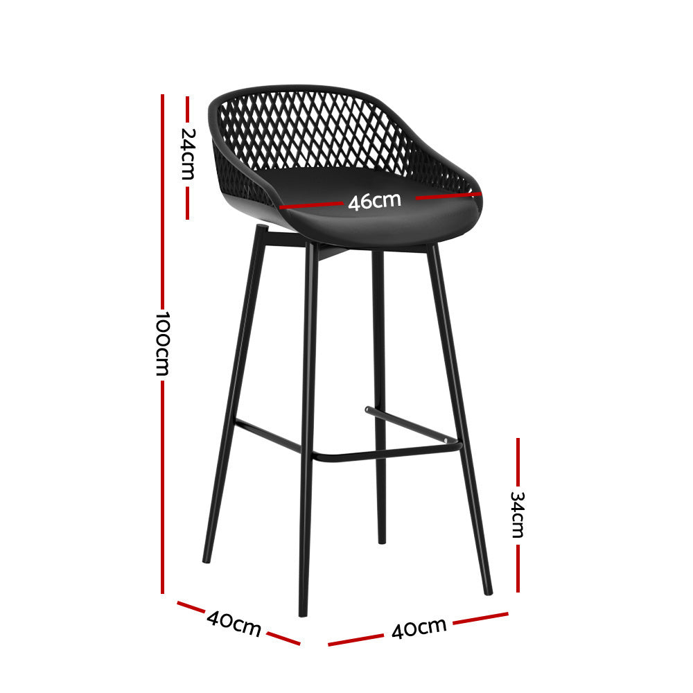 Gardeon 2x Outdoor Bar Stools – Black Plastic Patio High Chairs