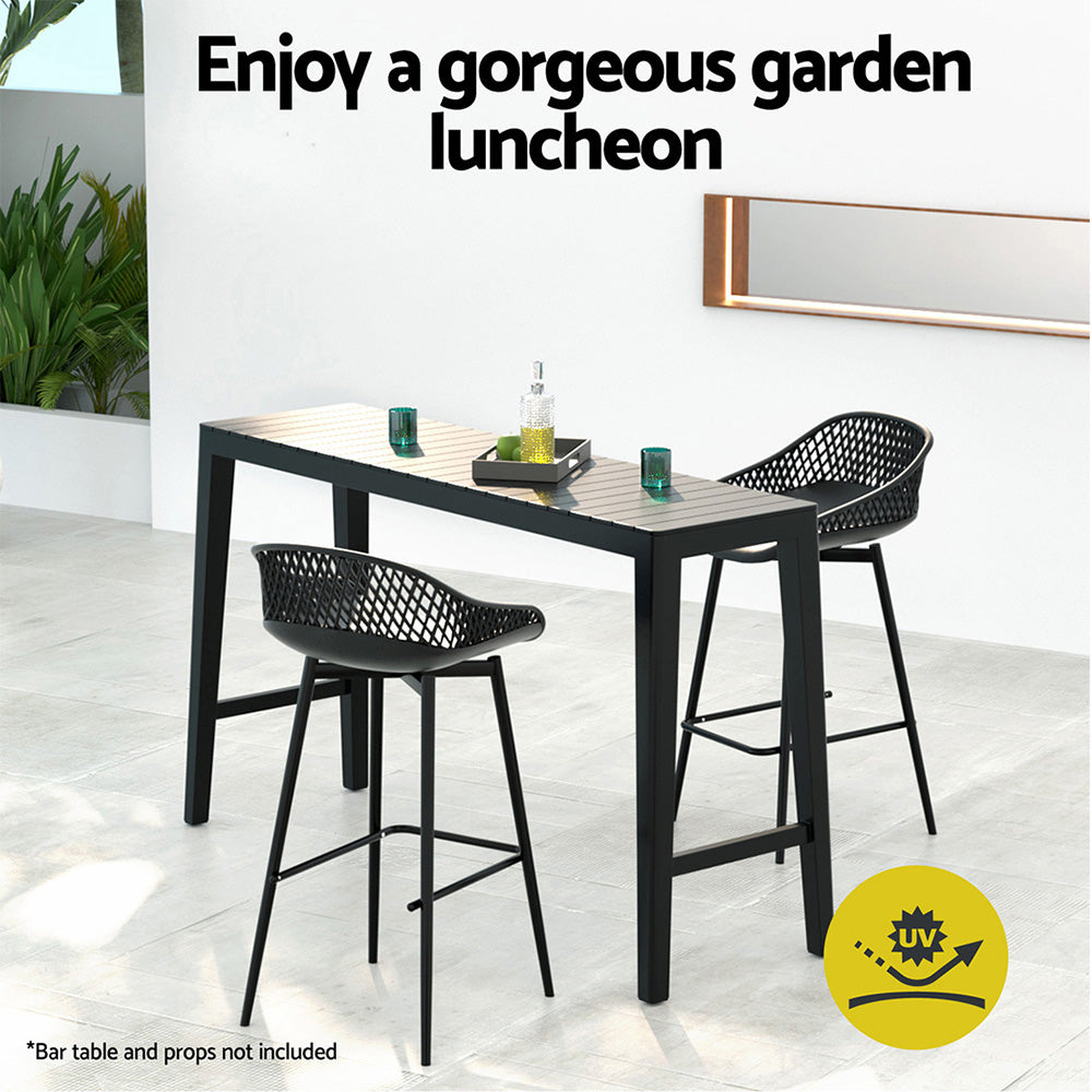 Gardeon 2x Outdoor Bar Stools – Black Plastic Patio High Chairs