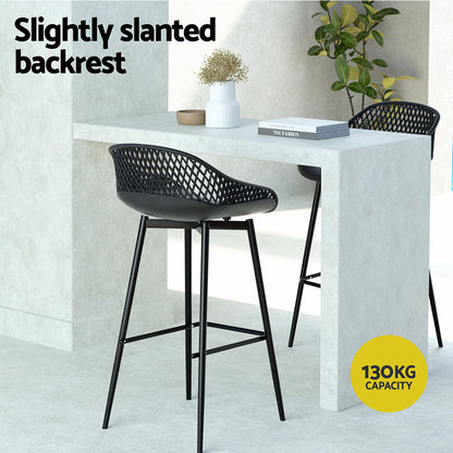 Gardeon 2x Outdoor Bar Stools – Black Plastic Patio High Chairs