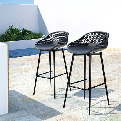 Gardeon 2x Outdoor Bar Stools – Black Plastic Patio High Chairs