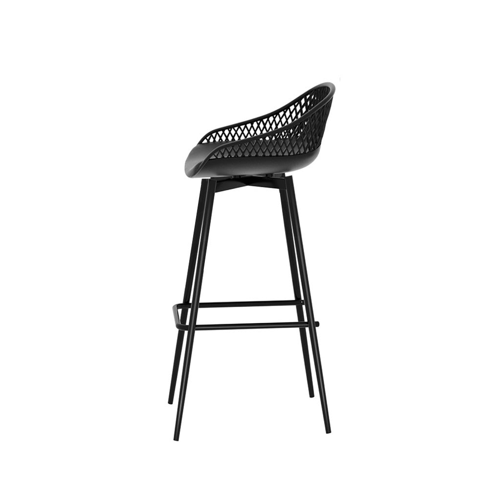 Gardeon 4x Outdoor Bar Stools – Black Plastic Patio Chairs for Garden or Balcony