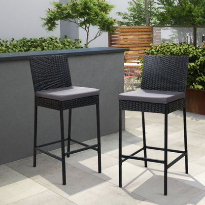 Gardeon 2-Piece Outdoor Bar Stools – Rattan Dining Chairs for Patio & Garden