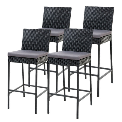Gardeon 4-Piece Outdoor Bar Stools – Rattan Dining Chair Set for Patio & Bar