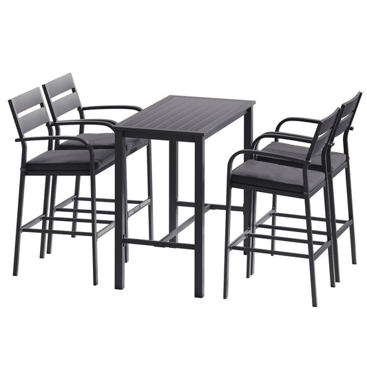 Gardeon 5-Piece Outdoor Bar Set – Aluminum Patio Table & Dining Stools