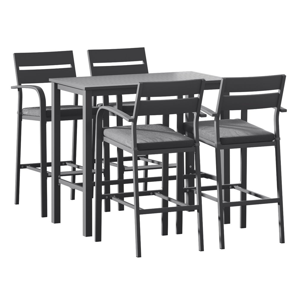 Gardeon 5-Piece Outdoor Bar Set – Aluminum Patio Table & Dining Stools