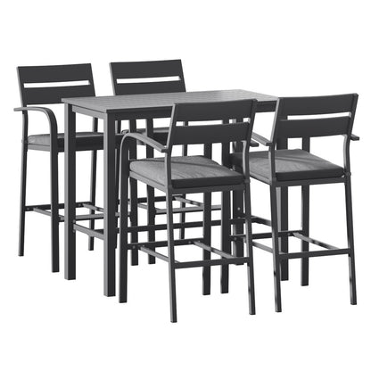 Gardeon 5-Piece Outdoor Bar Set – Aluminum Patio Table & Dining Stools