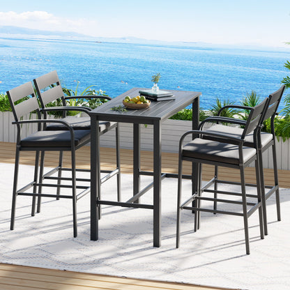 Gardeon 5-Piece Outdoor Bar Set – Aluminum Patio Table & Dining Stools