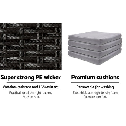 Gardeon 5-Piece Outdoor Bar Set – Wicker Table & Dining Stools for Patio