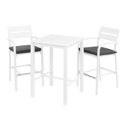 Gardeon 3PC Outdoor Bar Set – Aluminium Bistro Table & Patio Stools