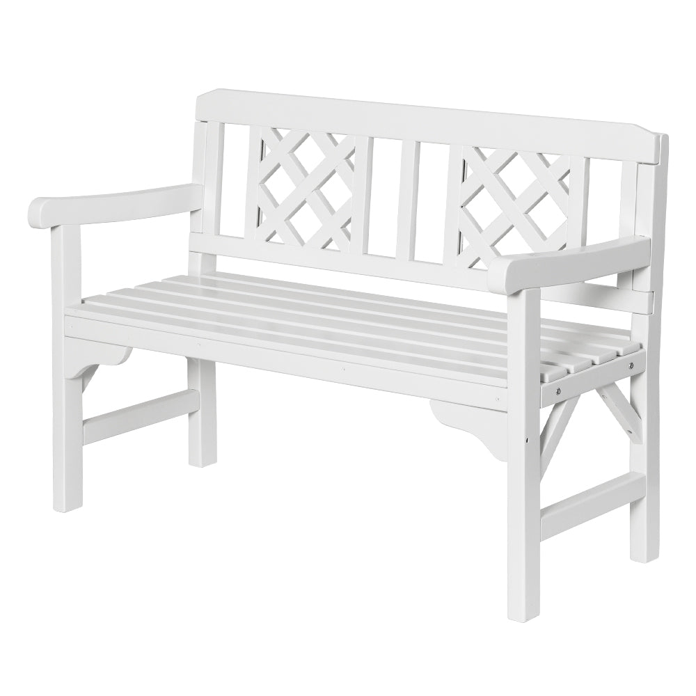 Gardeon Outdoor Wooden Garden Bench – 2-Seater White Patio Lounge Chair