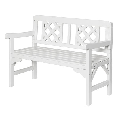 Gardeon Outdoor Wooden Garden Bench – 2-Seater White Patio Lounge Chair