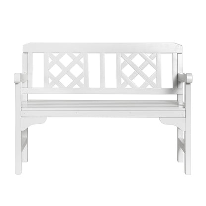 Gardeon Outdoor Wooden Garden Bench – 2-Seater White Patio Lounge Chair