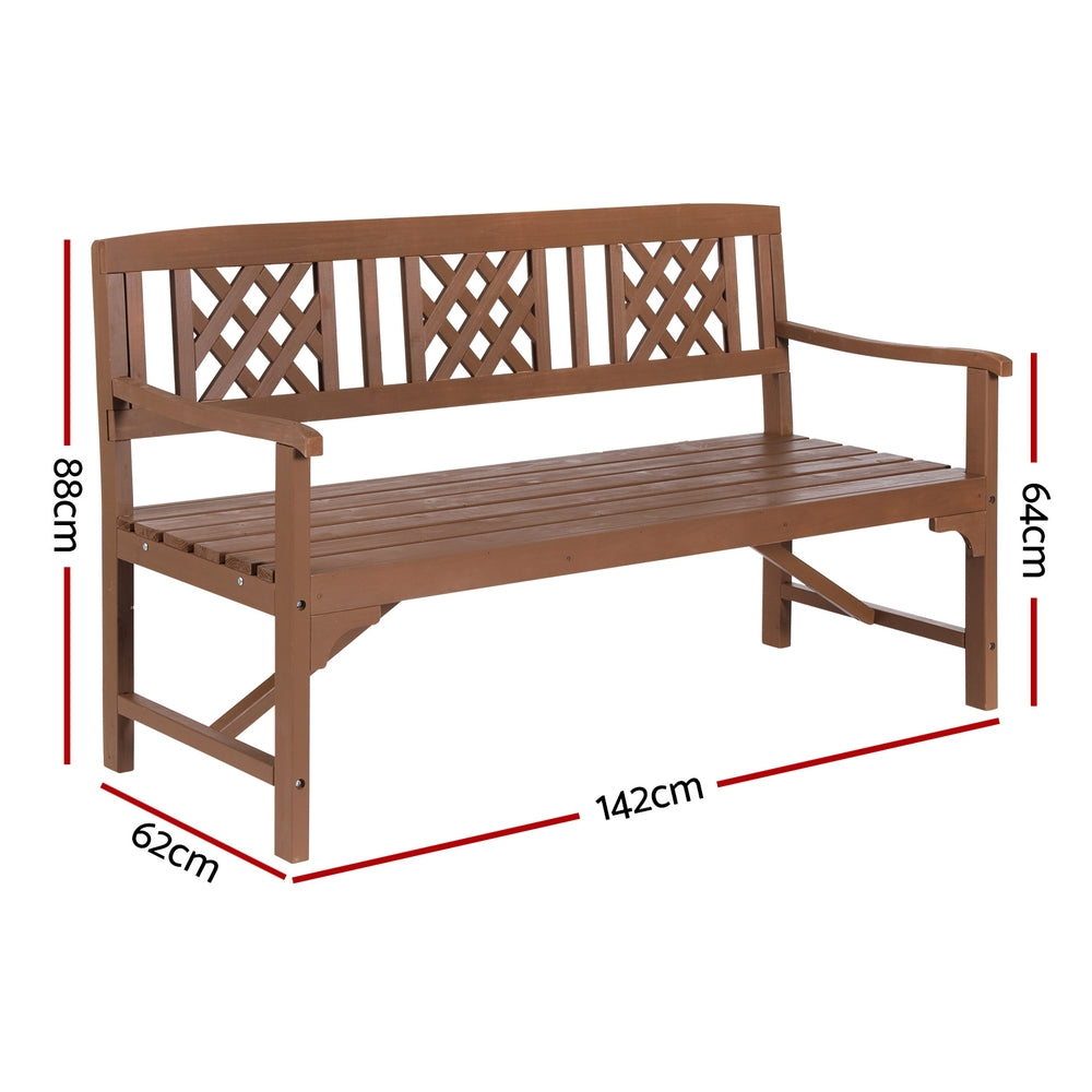 Gardeon Outdoor Wooden Garden Bench – 3-Seater Natural Patio Lounge Chair