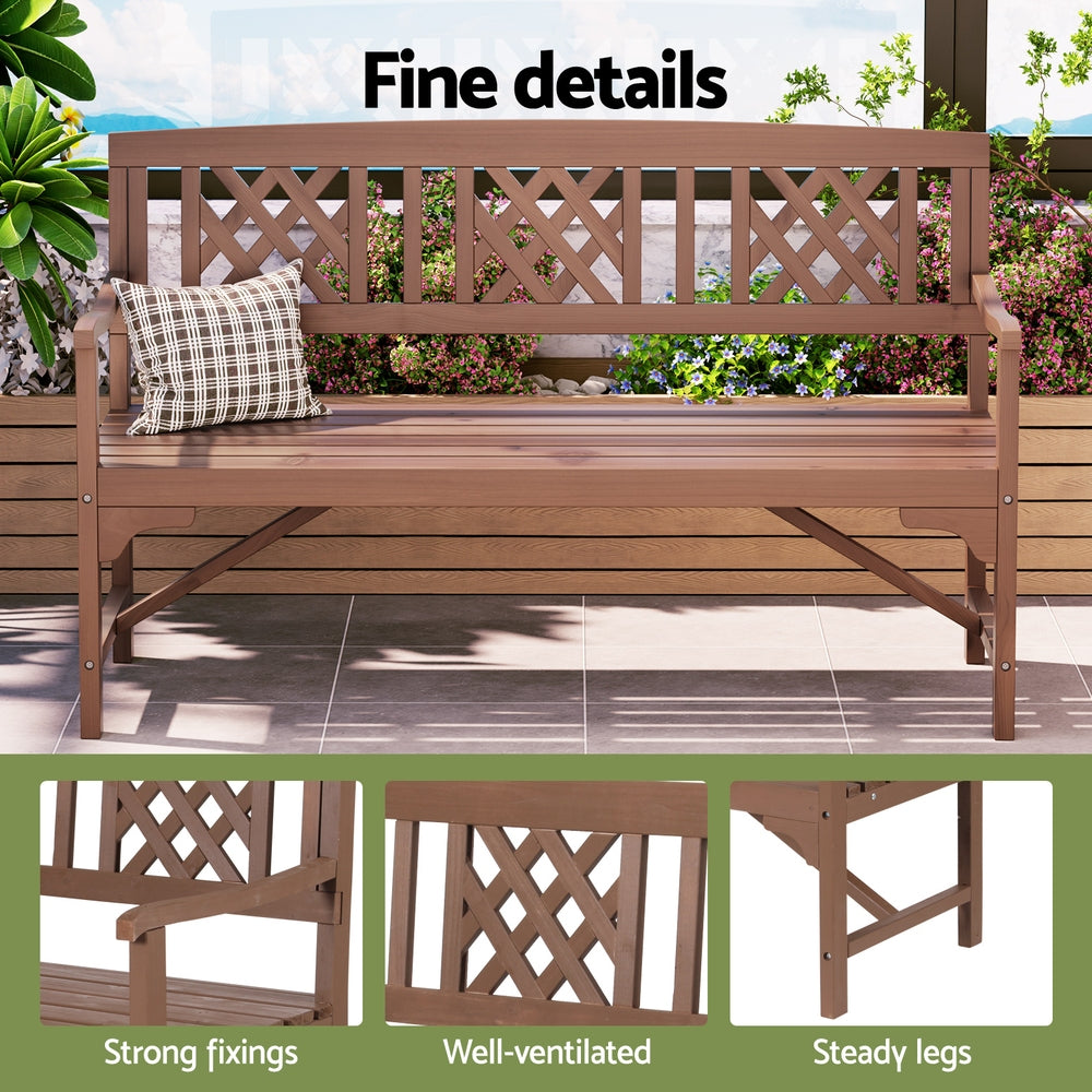 Gardeon Outdoor Wooden Garden Bench – 3-Seater Natural Patio Lounge Chair