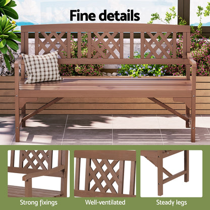Gardeon Outdoor Wooden Garden Bench – 3-Seater Natural Patio Lounge Chair