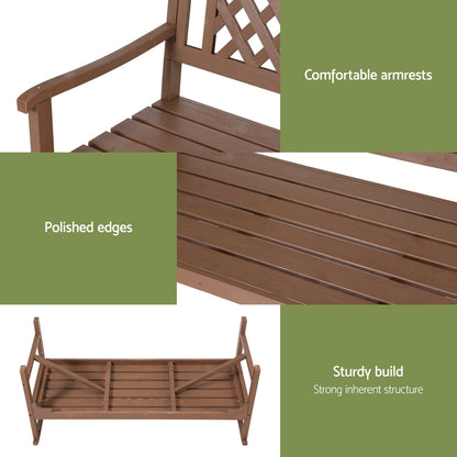 Gardeon Outdoor Wooden Garden Bench – 3-Seater Natural Patio Lounge Chair