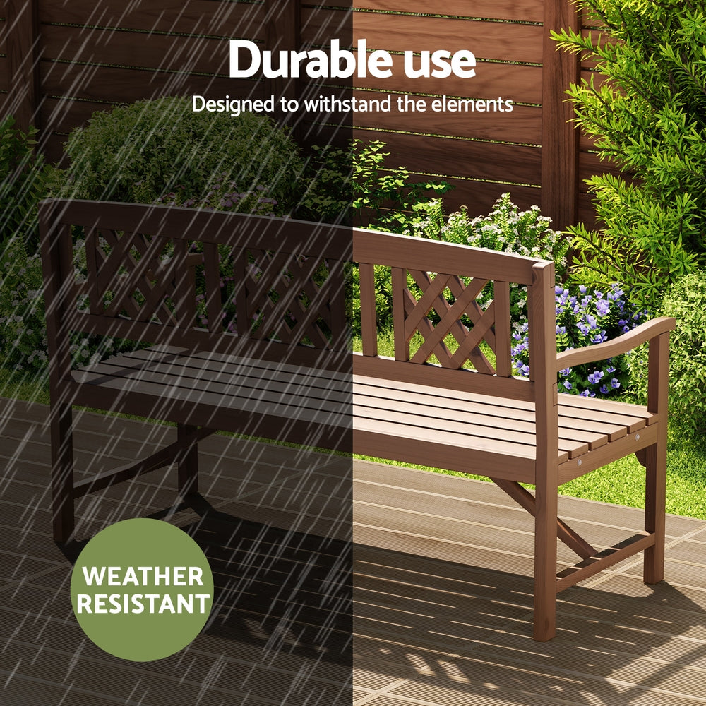 Gardeon Outdoor Wooden Garden Bench – 3-Seater Natural Patio Lounge Chair