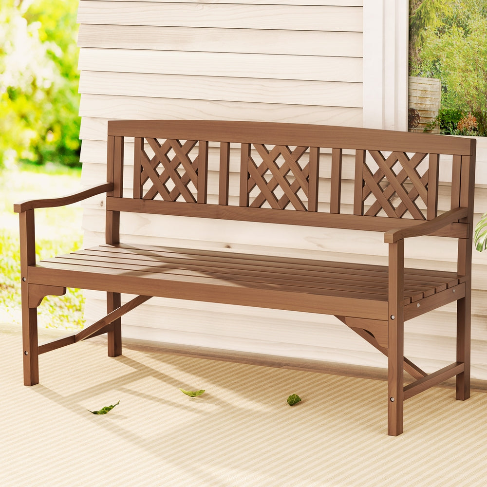 Gardeon Outdoor Wooden Garden Bench – 3-Seater Natural Patio Lounge Chair