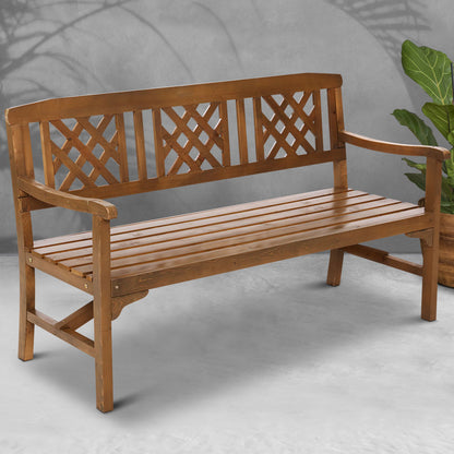 Gardeon Outdoor Wooden Garden Bench – 3-Seater Natural Patio Lounge Chair