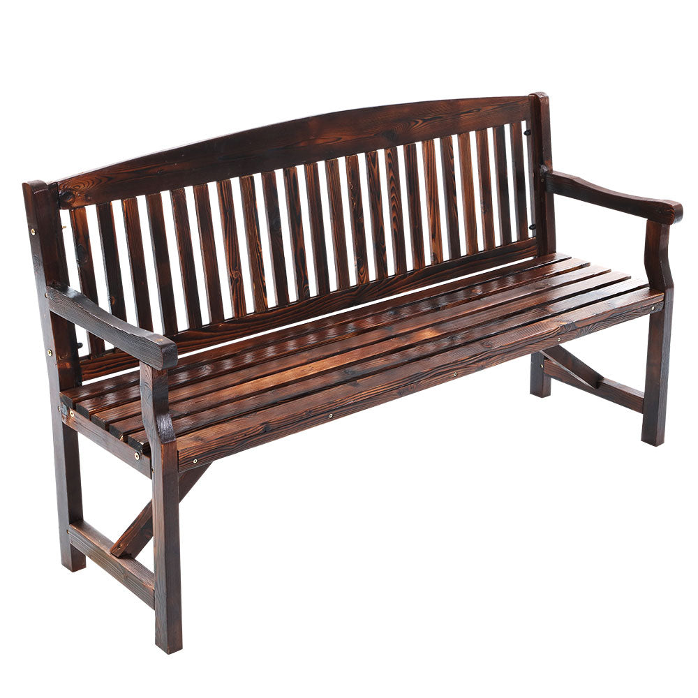 Gardeon 5FT Wooden Garden Bench – 3-Seater Outdoor Patio Chair (Charcoal)