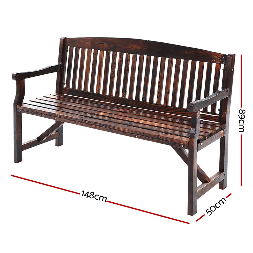 Gardeon 5FT Wooden Garden Bench – 3-Seater Outdoor Patio Chair (Charcoal)