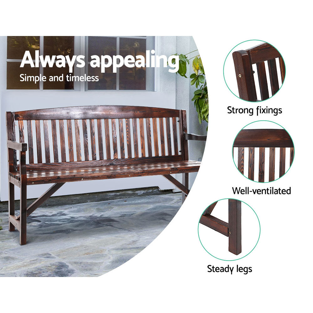 Gardeon 5FT Wooden Garden Bench – 3-Seater Outdoor Patio Chair (Charcoal)